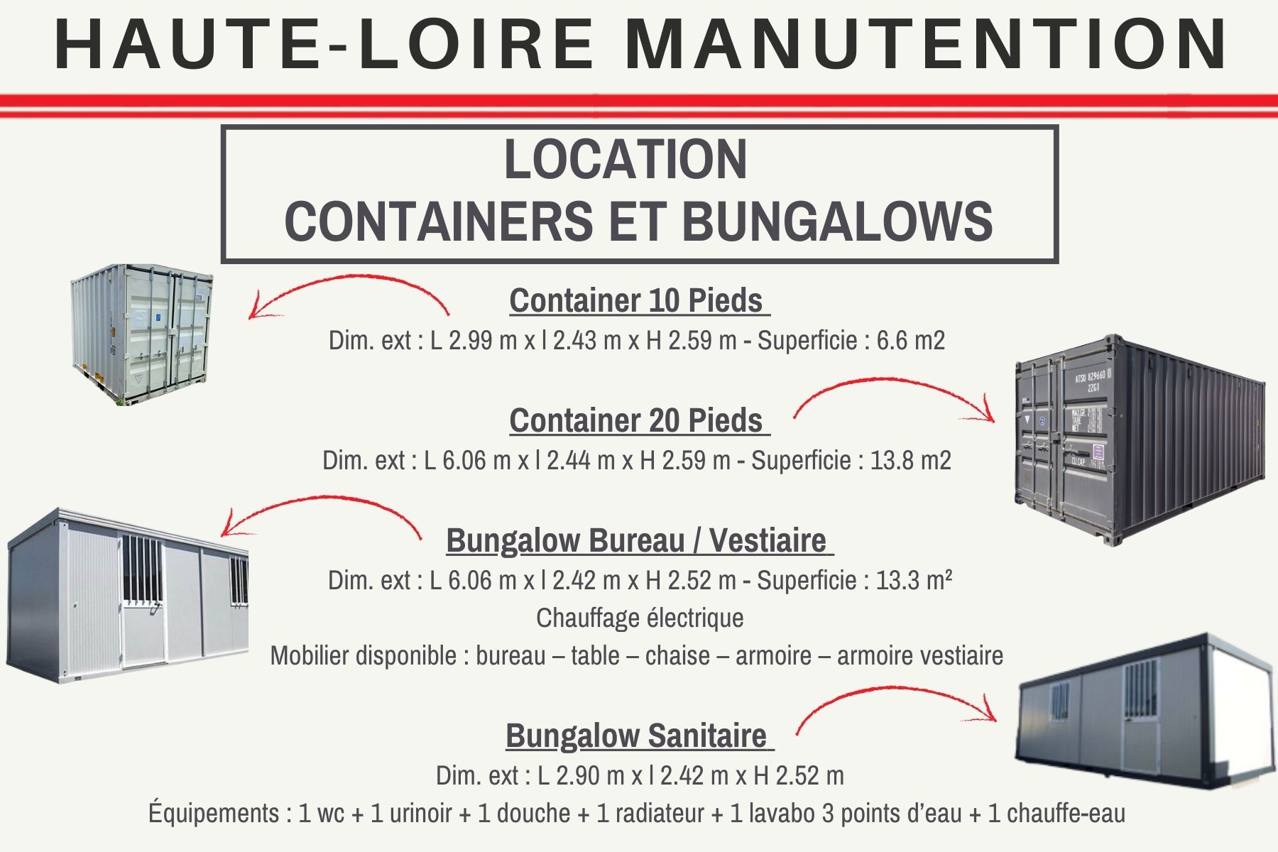 , Location containers et bungalows